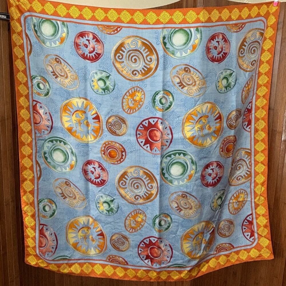 Pineda Covalin Vintage Silk Scarf Sun Celestial Print 34 x 34 mint